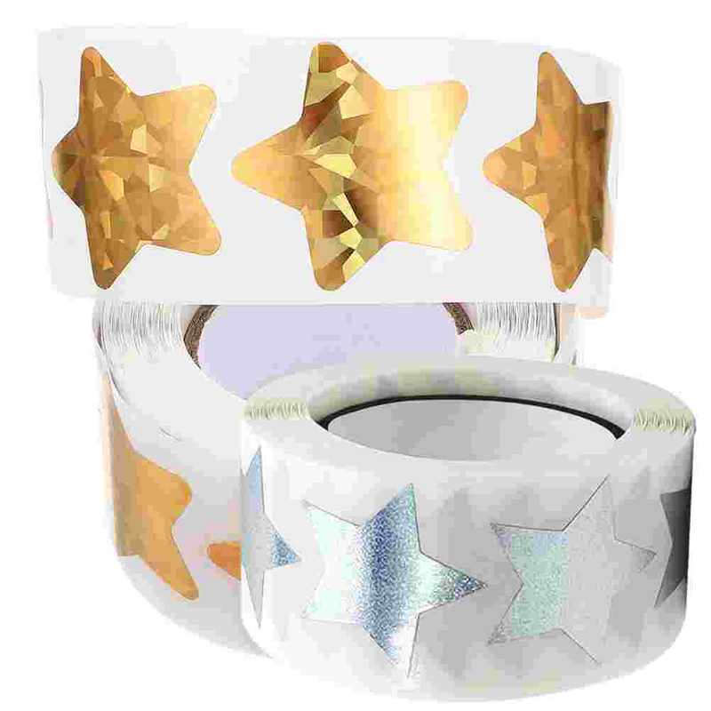 Pegatinas de sobre autoadhesivas de estrellas láser, etiquetas decorativas redondas de sellado, papel de regalo de boda, 2 rollos
