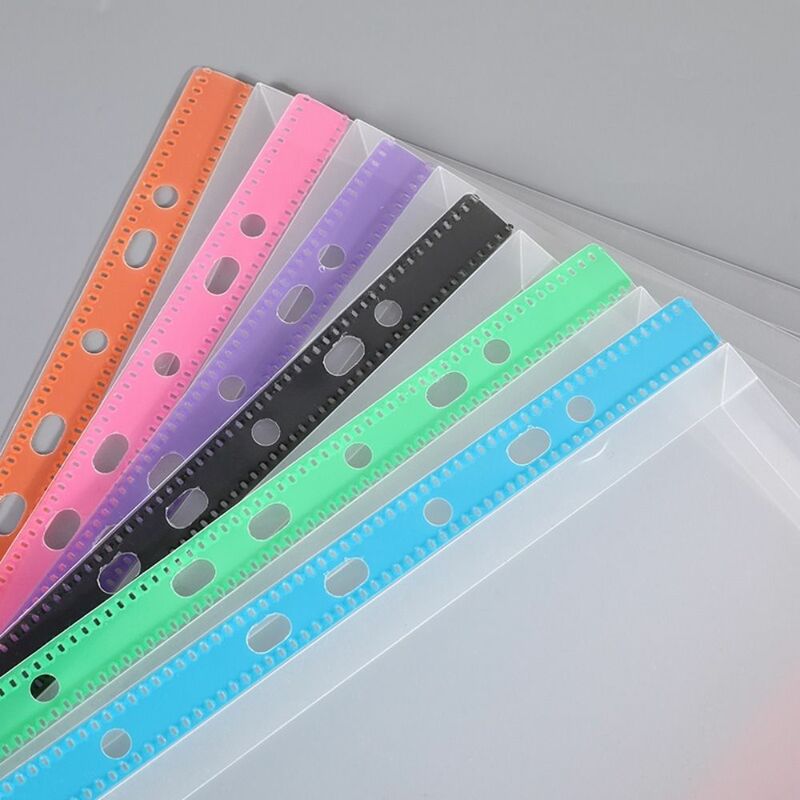 6pcs Punched File Folders Colorful Envelope Bags for A4 Documents Sleeves Loose Leaf Documents Bag Protector Office Supplies