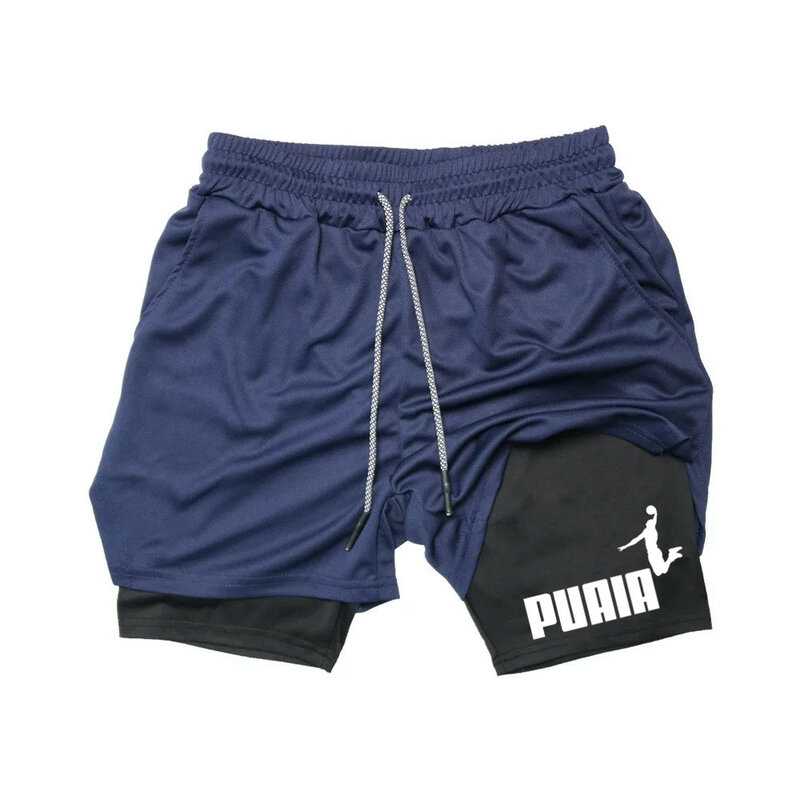 Pantalones cortos de secado rápido para hombre y mujer, shorts 2 en 1 para correr, gimnasio, trotar, Verano