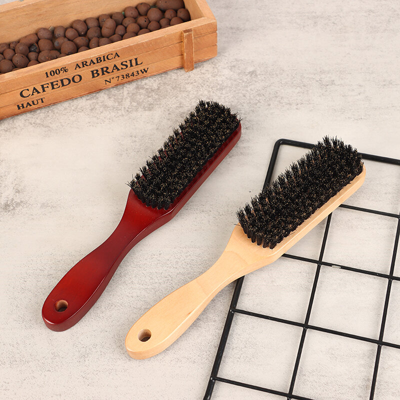 1PC Barber Men's Styling Comb Wooden Handle Beard Neck Brush Shaving Tool Anti-knots Moustache Brush Professional