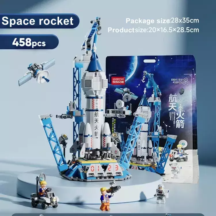 1:100 Model teka-teki mainan DIY blok bangunan pesawat luar angkasa roket untuk hadiah ulang tahun anak-anak hadiah Natal Anak laki-laki