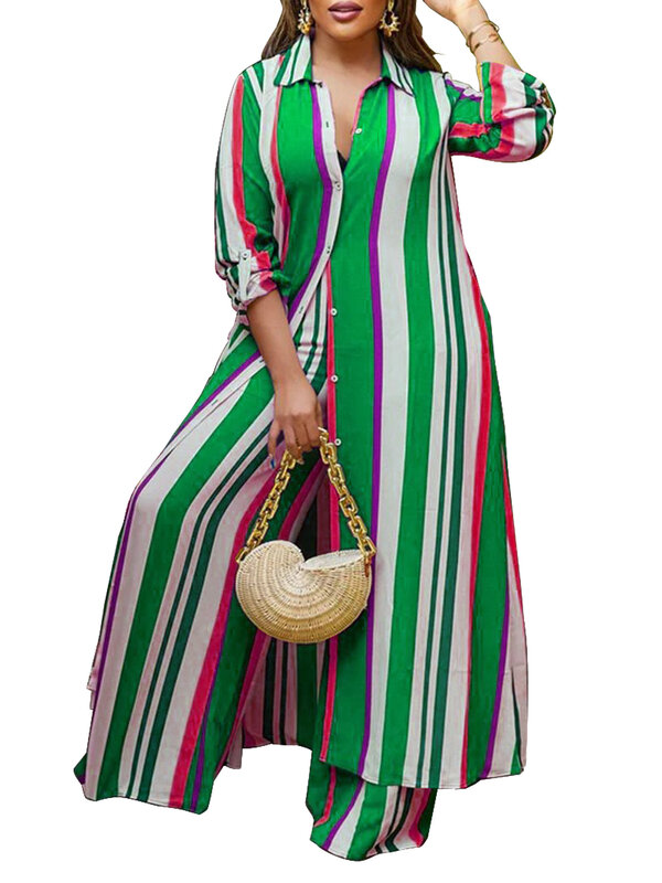 2023 Herfst Lente Afrikaanse Vrouwen Lange Mouw V-Hals Polyester 2 Stuk Top Lange Broek Bijpassende Sets XL-5XL Afrikaanse Kleding Vrouwen