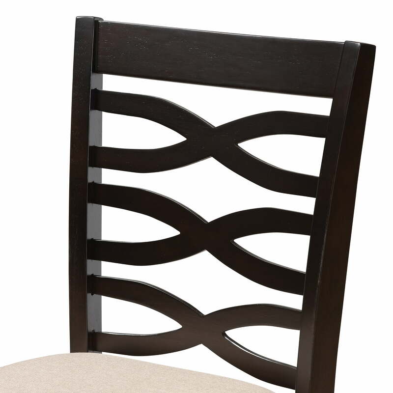 Modern and Contemporary Sand Fabric Upholstered Espresso Chair Set (Set of 2)