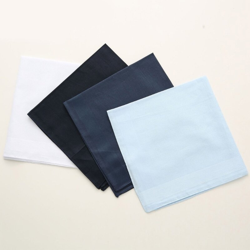 Stylish Pocket Handkerchief Gents Solid Color Hankies 16x16inch Large Bandana DXAA