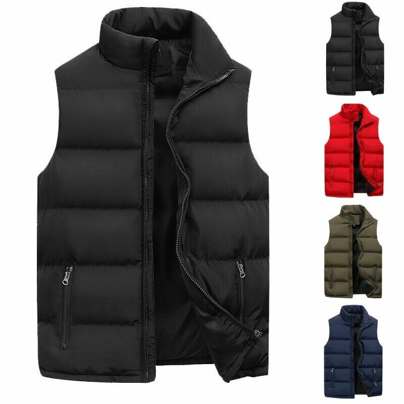 Mens Winter Warm Body Warmer Gillet Waistcoat Padded Quilted Sleeveless Coat Top Male Fashion Black Casual Thicken Waistcoat