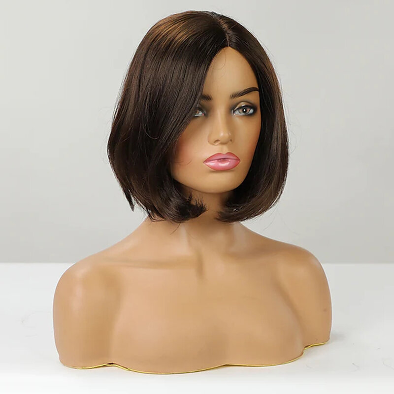 Rambut Manusia Tanpa Topi Wig Rambut Manusia Lurus Alami Lurus Bob Pixie Memotong Potongan Rambut Berlapis Renda Rambut Rambut Wig Wanita