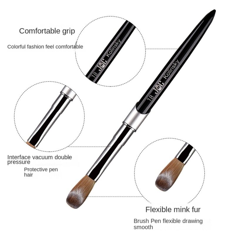 1PC Nail Acrylic Brush Sable Acrylic Brush UV Gel Carving Pen Brush Liquid Powder DIY Nail Drawing Nail Art Brushes