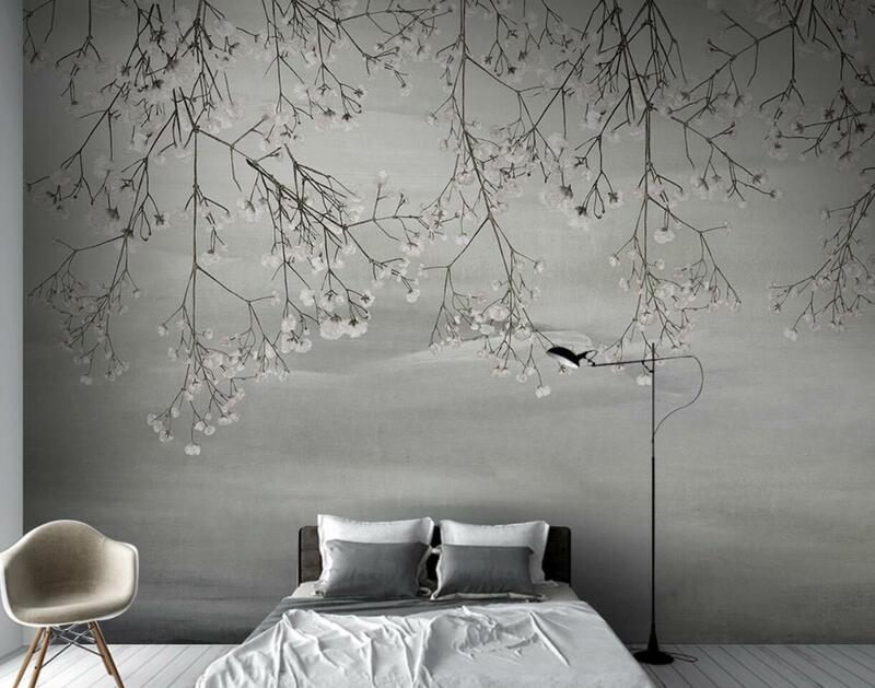 Personalizado 3d papel de parede mural nórdico moderno abstrato pintados à mão planta folhas luz criativa luxo fundo da parede