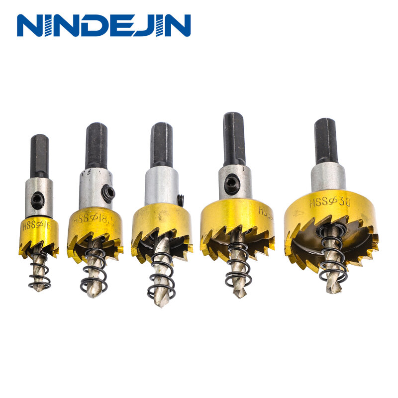 NINDEJIN φ16 φ18.5 φ20 φ25 φ30 HSS drill bit hole saw cutter bit set per il metallo in ferro in ottone di alluminio piatto di plastica