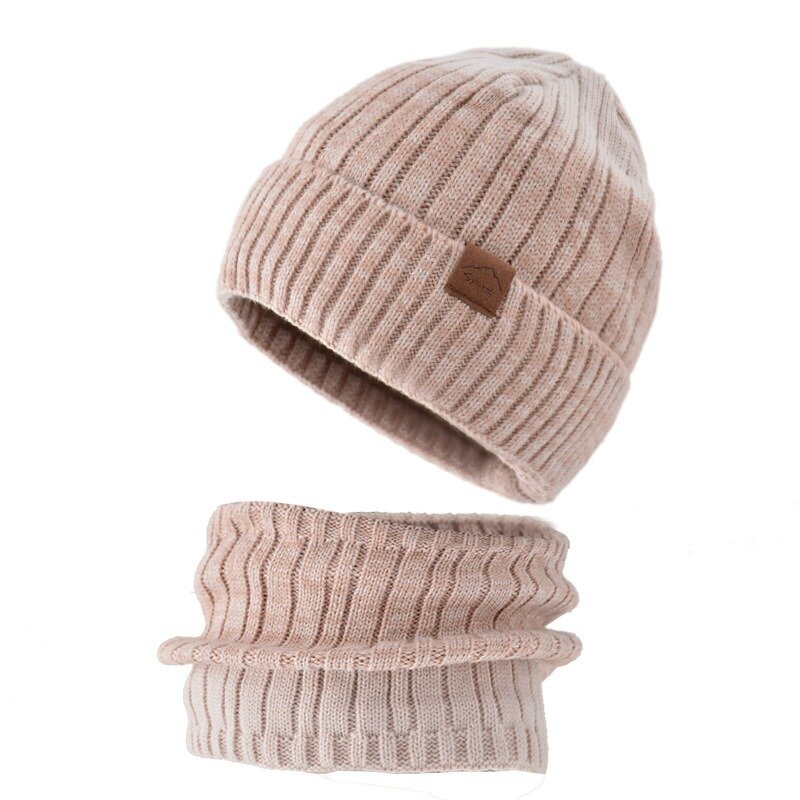 Topi untuk Pria Uniseks Topi Musim Dingin dan Set Syal Leher Wol Topi Syal Balaclava Masker Topi Topi Set Tudung Wanita Merek Pakaian
