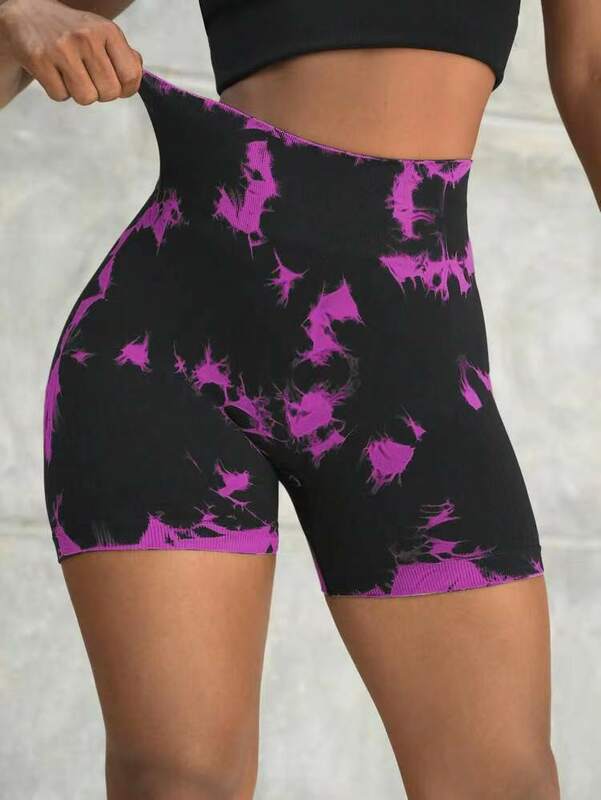 New Seamless Tie Dye Push Up Yoga Shorts For Women High Waist Summer Fitness Workout Running Cycling Sports Gym Shorts Mujer