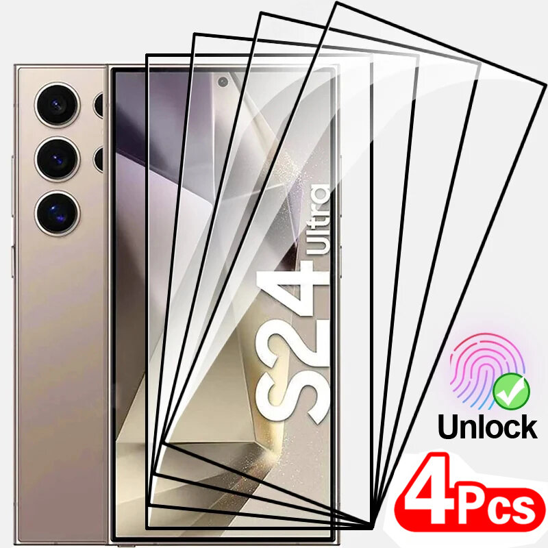4 Stück gehärtetes Vollglas für Samsung Galaxy S24 Ultra S24 plus Displays chutz folie für Samsung S24 Glas