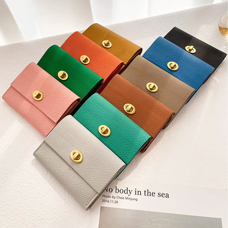 Luxury Design Card Wallet Genuine Leather Card Holder Woman Custom Name Fashion Coin Purse Cow Leather Mini Korean Style Wallet