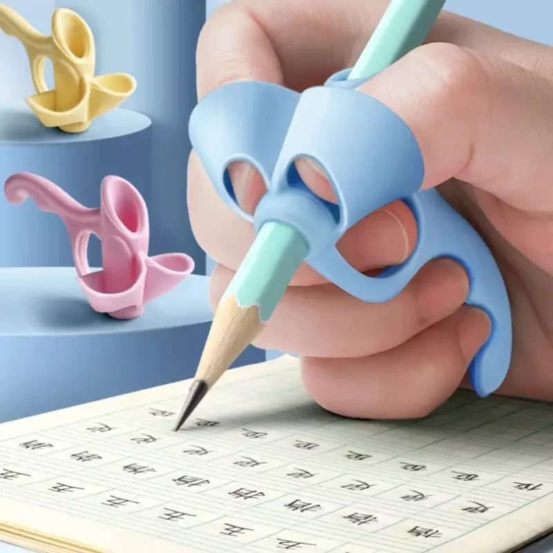 ที่ใส่ปากกาดินสอซิลิโคน5นิ้วสำหรับเด็กอุปกรณ์แก้ไขท่าทางช่วยในการเขียนและเรียนรู้