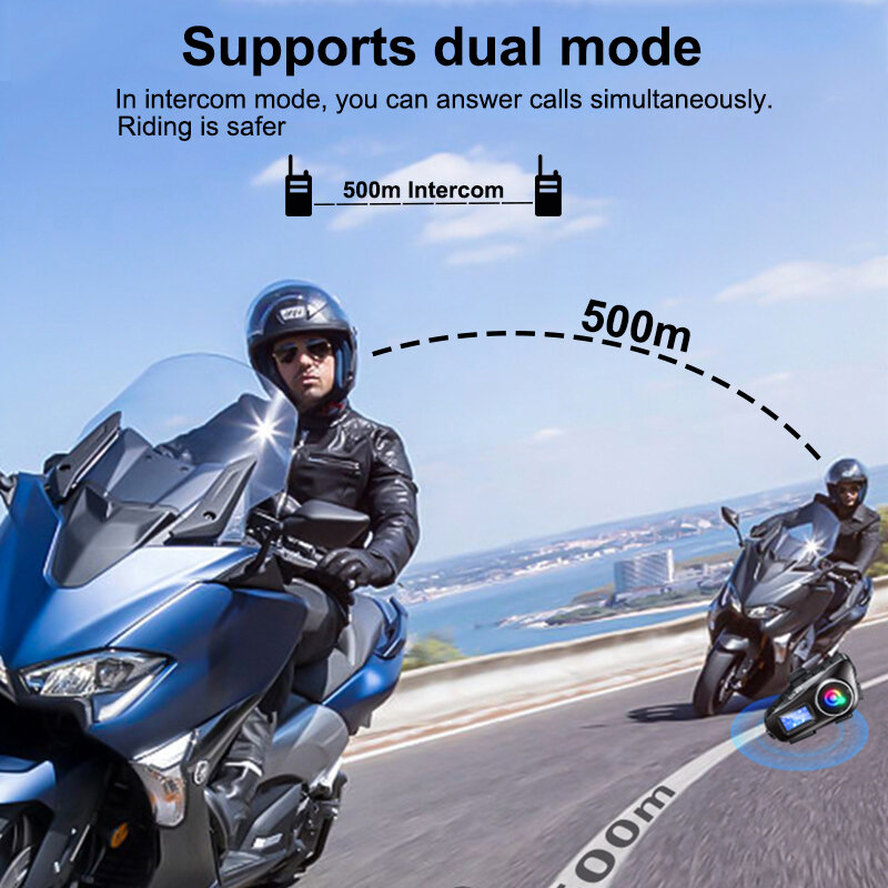 Q58MAX moto interfono caschi auricolare Motos Riders Wireless Bluetooth Headset Interaction-Voice Music Sharing cuffie