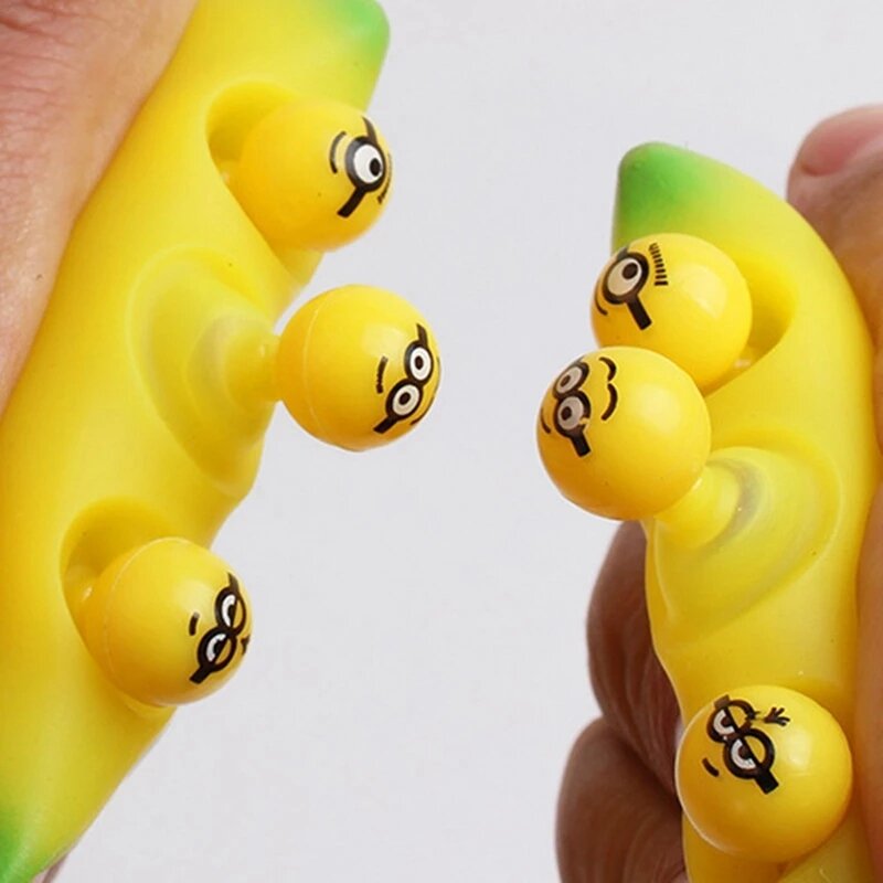 Grappige Bananenuitdrukking Sleutelhanger Hanger Stress Decompressie Fidget Speelgoed Tpr Pinch Antistress Ornament Voor Kinderen Cadeau