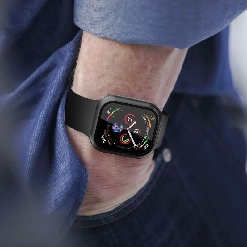 Vidro e Capa para Apple Watch, Capa Protetora de Tela, Acessórios iWatch, Série 4, 5, 6, SE, 7, 8, 44mm, 40mm, 45mm, 41mm, 42 milímetros, 38 milímetros
