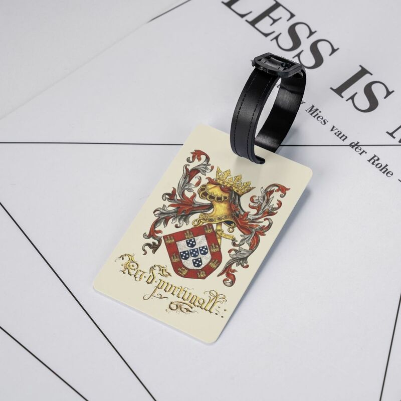 Custom Arms Of King Of Portugal etichette per bagagli per valigie Funny Livro do Armeiro-Mor etichette per bagagli Privacy Cover nome ID Card