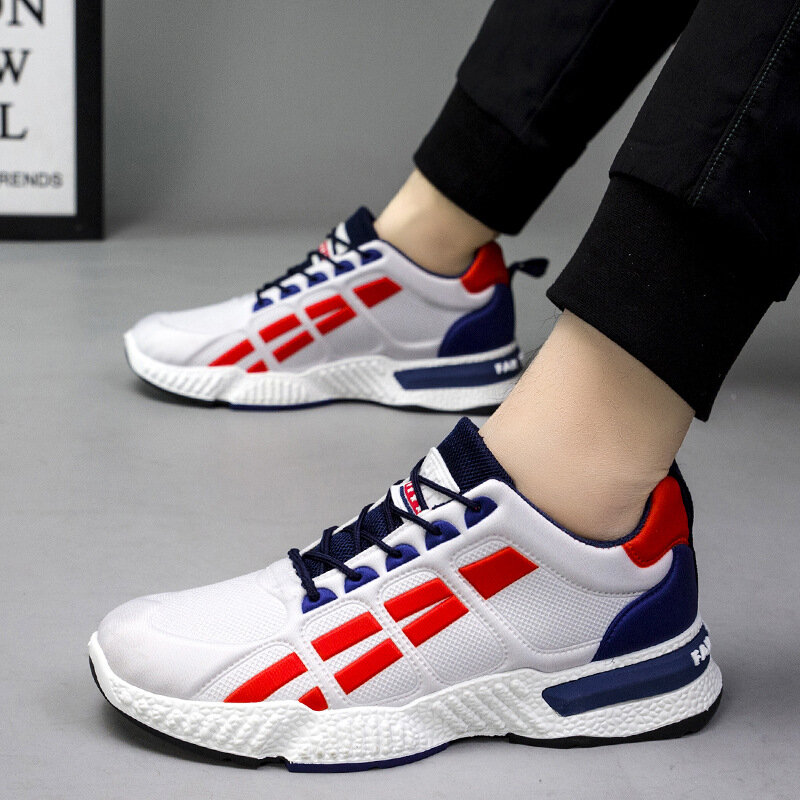 Autumn Women's Breathable Flying Mesh Stripe Camouflage Fashion Sports Leisure Running Shoes Couple Shoes
