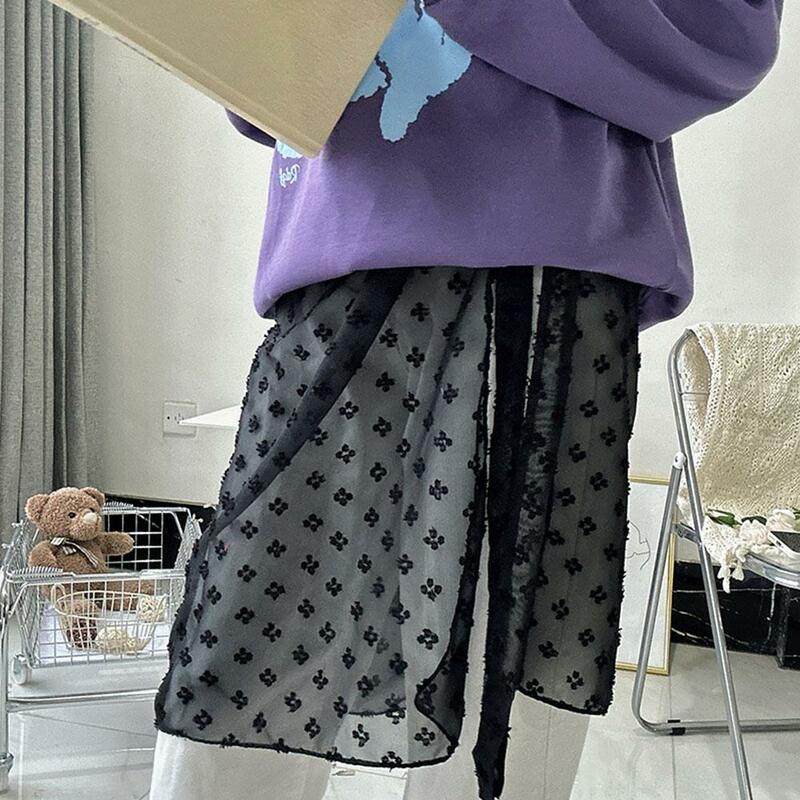 Rok kain kasa berlapis renda Blogger INS dengan rok tumpuk gadis pedas Y2k pakaian jalanan rok bungkus celemek celana yang serasi renda