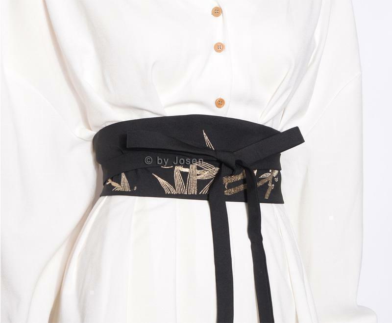 Cinturilla bordada de estilo chino para mujer, exquisito patrón de hoja de bambú, fajín ancho, Hanfu accesorios decorativos, 1 unidad