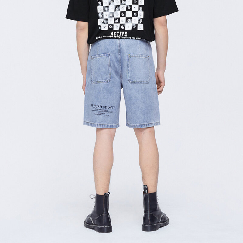 Semir Men Denim Shorts 2024 Summer New Trend Korean Style Print Classic Vintage Washed Five-Quarter Pants