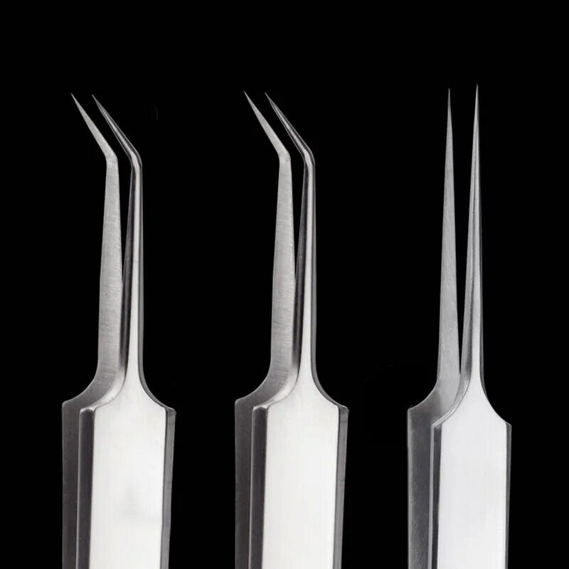 Pinzette in acciaio inossidabile pinzette di precisione curve antiscivolo strumento di riparazione della pinza industriale elettronica pinzette per l'acne dei punti neri