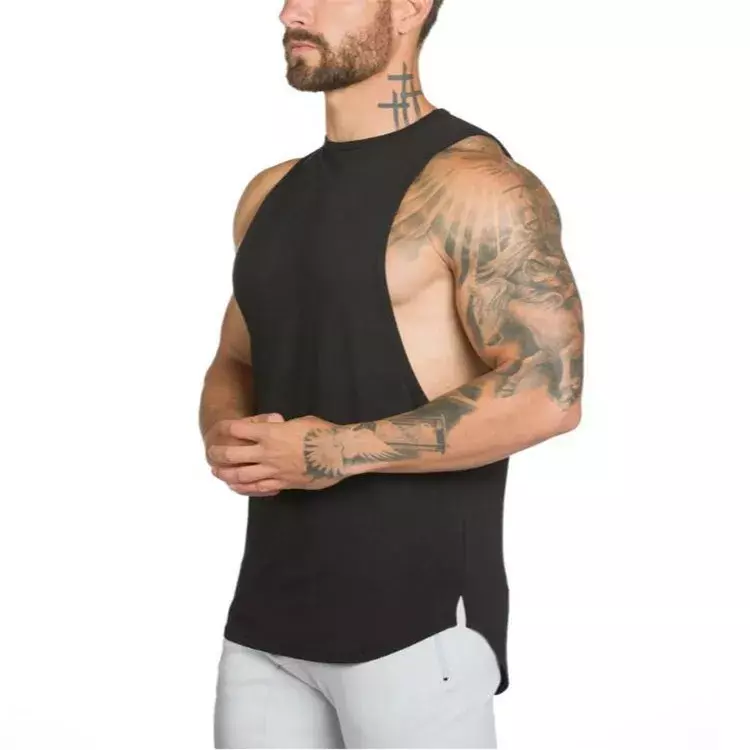 Merk Gym Stringer Kleding Bodybuilding Tank Top Mannen Fitness Singlet Mouwloos Shirt Effen Katoen Spier Vest Hemd
