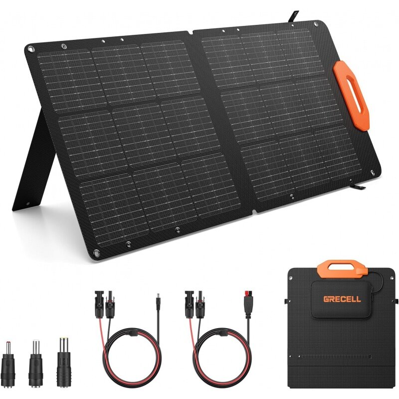 GRECELL-Painel Solar Portátil para Central Elétrica, MC-4 Carregador Rápido, Kickstand Ajustável, Dobrável S, 100W, 21.5V