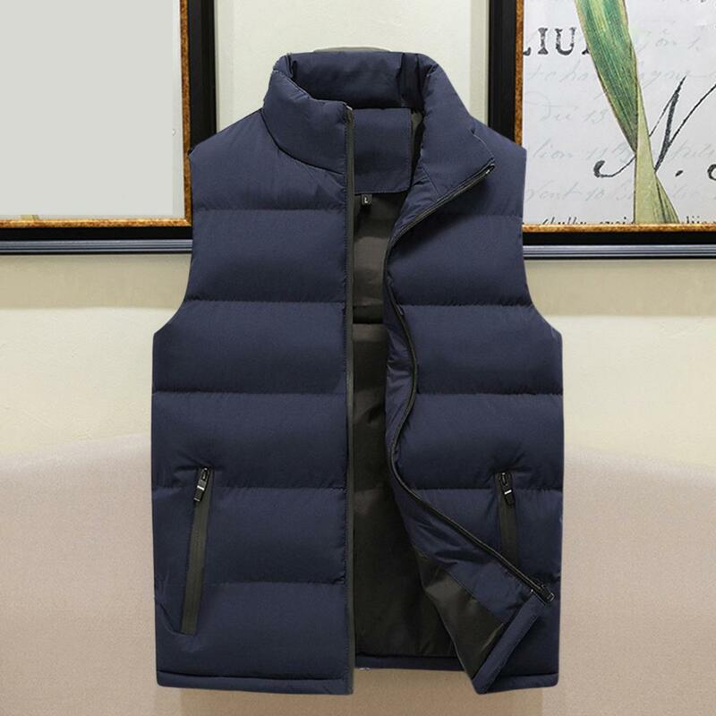 Coldproof Versatile Autumn Winter Stand Collar Male Padded Cotton Waistcoat Streetwear