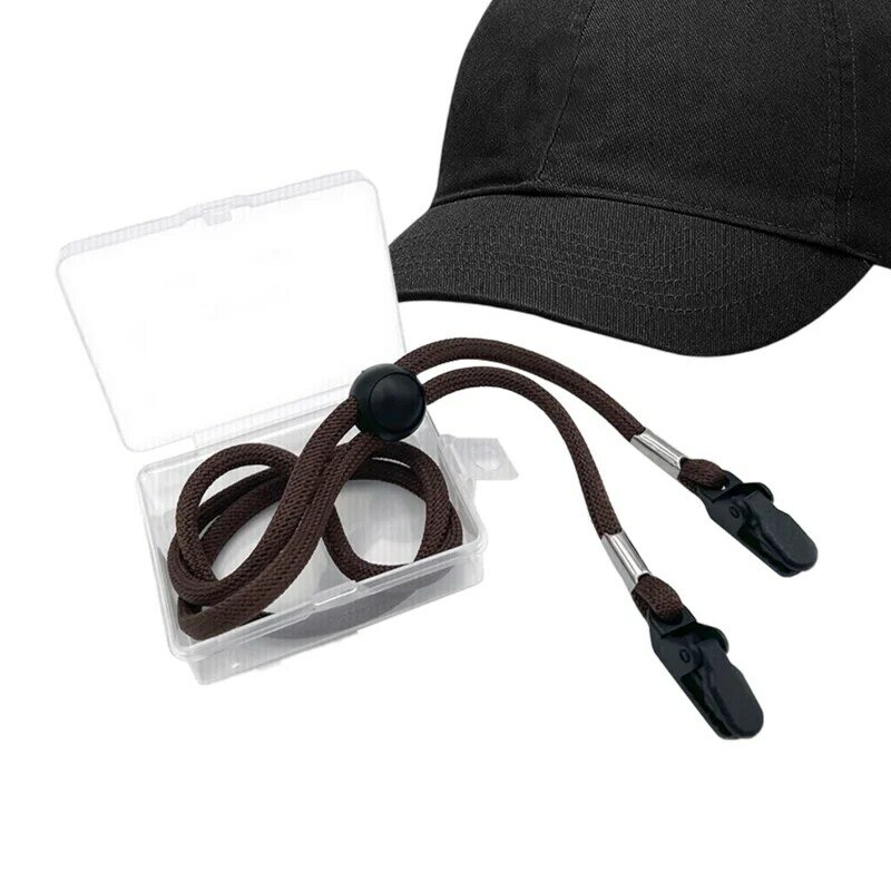 Clip de sombrero para viaje, correa de sombrero ligera de 80cm de largo con Clips, hebilla de doble capa, cordón de barbilla extraíble para escalada y pesca