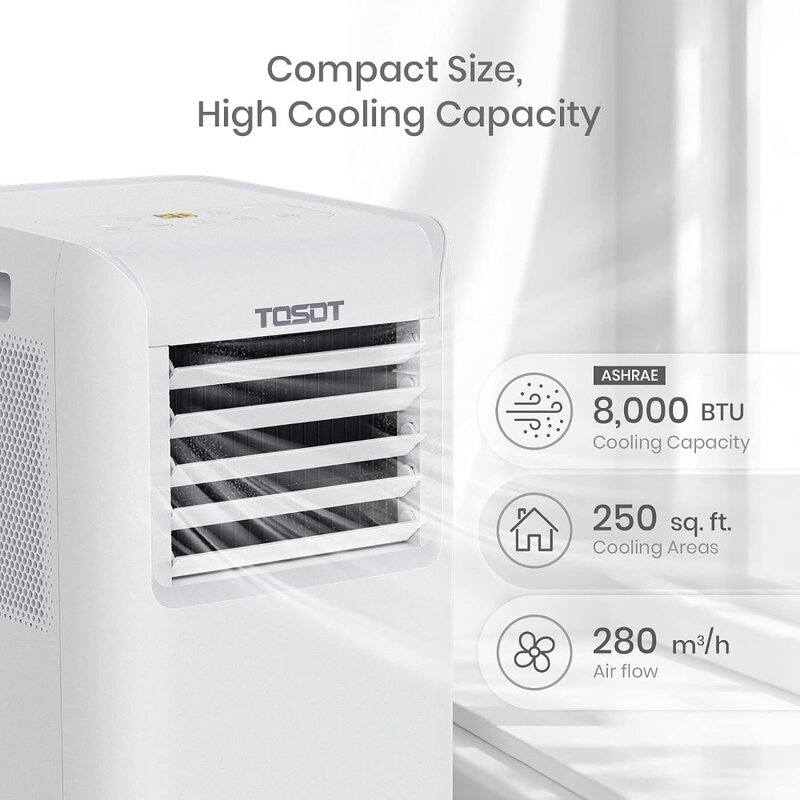 8,000 BTU Klimaanlage einfacher zu installieren, leise und 3-in-1 tragbare Wechselstrom, Luftent feuchter, Ventilator für Räume bis zu m²
