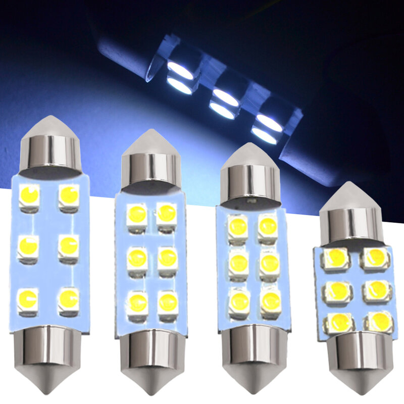 2X 자동차 Led 돔 꽃줄 램프 C5W 3528 1210 6SMD 31MM 36MM 39MM 41mm, 자동 LED 부트 전구 라이센스 독서 갭 라이트 12V 액세서리