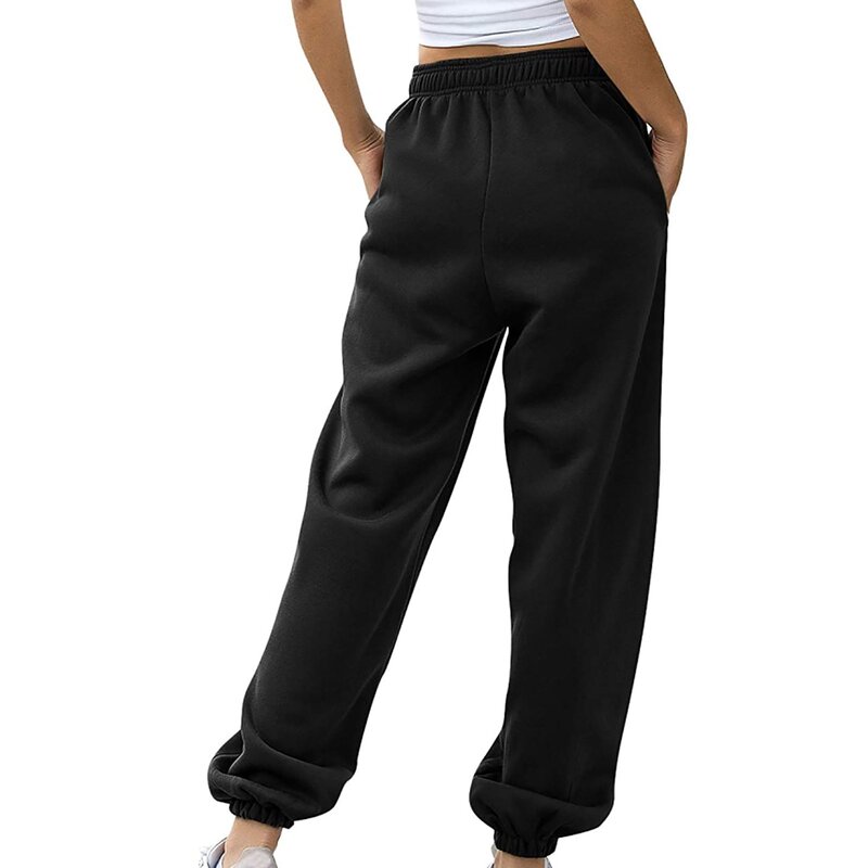 Новинка 2024, однотонные джоггеры, спортивные брюки для тренировок, брюки для йоги с высокой талией и карманами, классические универсальные женские брюки