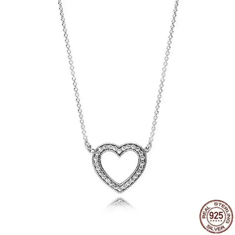 Classic 925 sterling silver classic dazzling hearts round pumpkin car pendant necklace fit original Pandora pendant DIY gift
