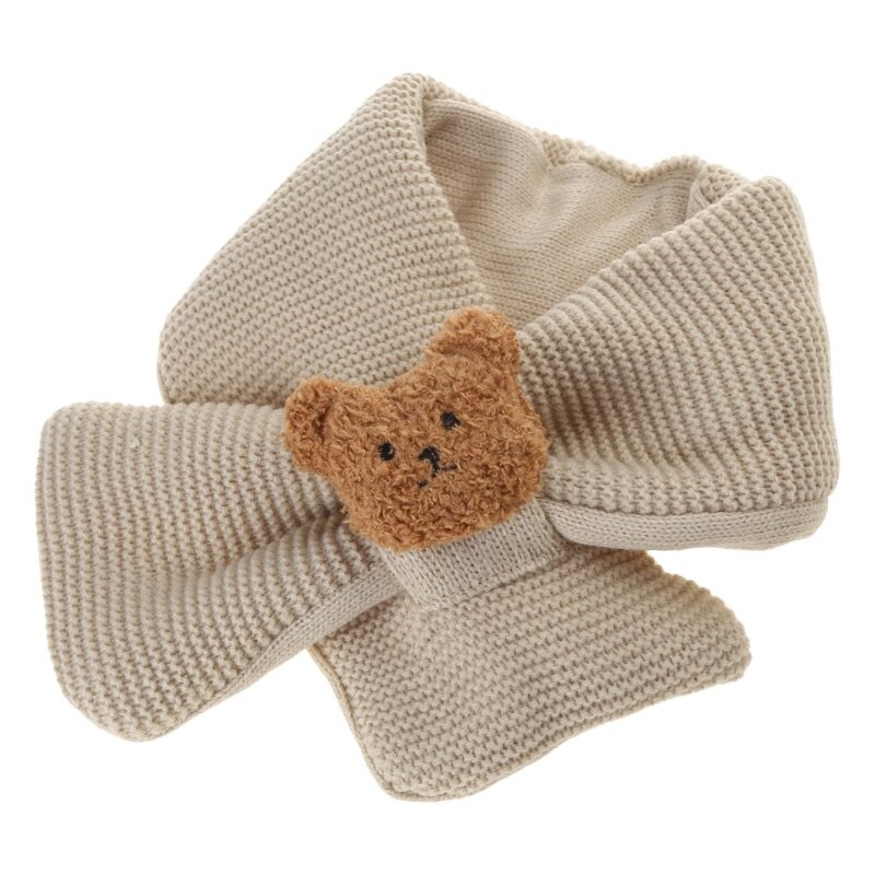 Foulards chauds d'hiver pour enfants, écharpe en laine douce épaisse, couvre-cou, foulard d'extérieur, ours mignon pour enfants,
