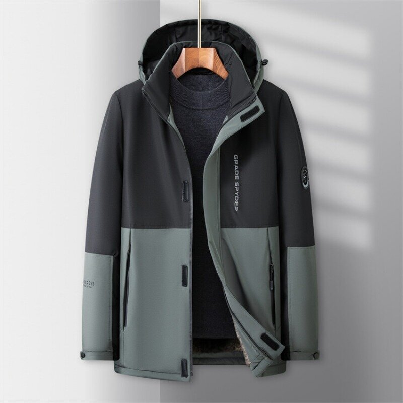 2023 Winter New Men's Padded Thickened Fashion Hooded Cotton Jacket Outdoor Windproof Warm Men's Cotton Jacket Jacket