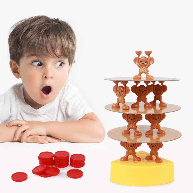แผ่นซ้อนกันชีส Tower พับ Balance เกมของเล่นสนุก Party เกมสำหรับเด็ก Montessori ที่น่าตื่นเต้นท้าทายของเล่น