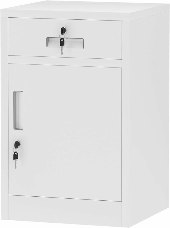 JINGUR-Armário de metal com porta trancada e gaveta, trancável gaveta peito com prateleira ajustável para casa, escritório, quarto