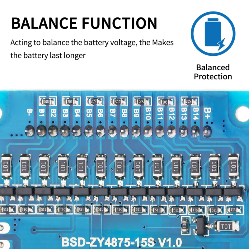 Bisida 리튬 이온 PCB 보호 보드, 밸런스 라인 및 NTC 10 기능 보호, 공통 포트, 17S BMS, 60V
