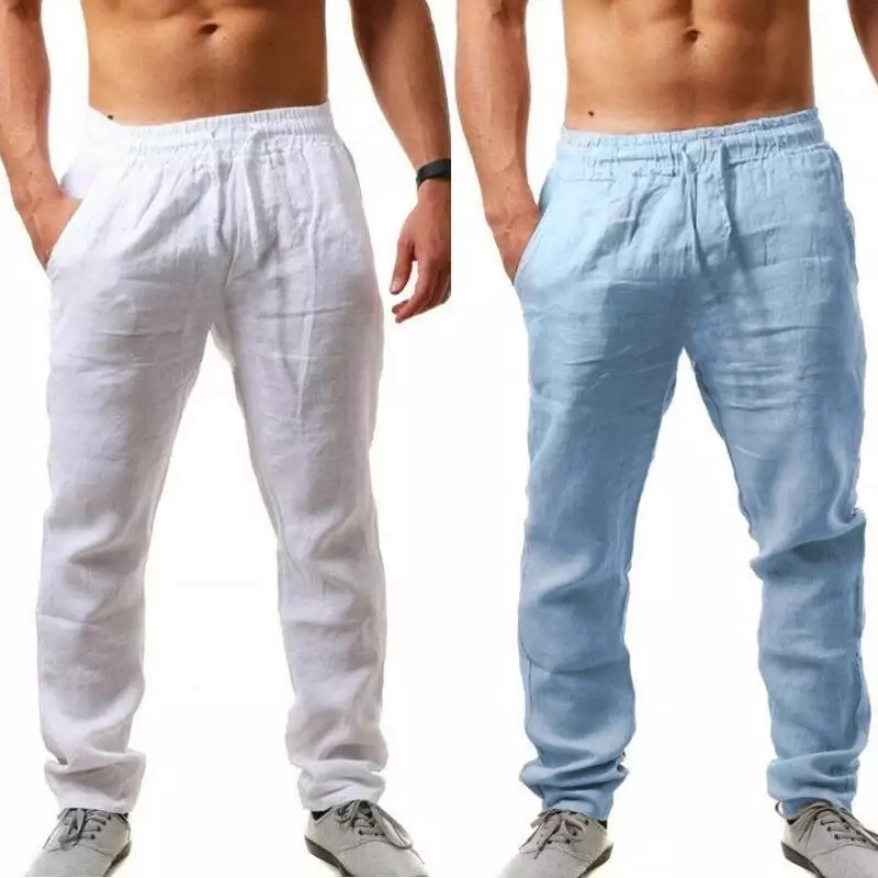 Celana panjang katun Linen pria, bawahan Fitness Streetwear Linen warna polos bernafas baru musim gugur 2023 S-3XL