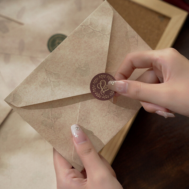 Conjunto de Envelope Flor Vintage, Carta Escrita Clássica, Adesivo de selagem, Papelaria escolar e escritório, 12 pcs