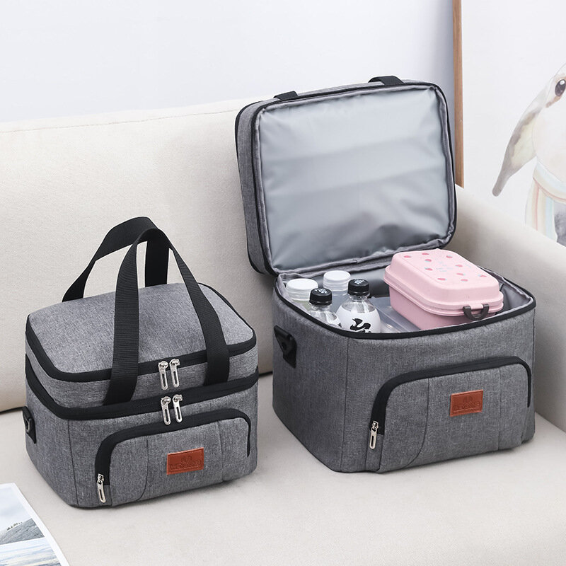 Große Kapazität Doppels chicht Isolierung Bento Lunch Bag tragbare Picknick kühler Eis beutel wasserdichte Lebensmittel Thermal Lunchbox Taschen