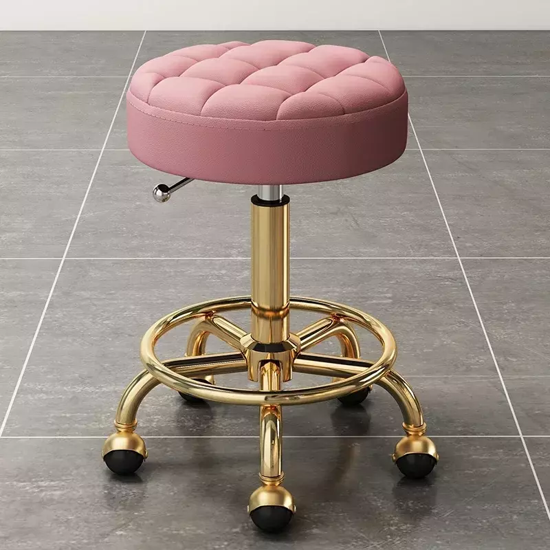 Fryzjerskie krzesła fryzjerskie złote piękne krzesło do karmienia paznokci minimalistyczne koła obrotowe podnoszące okrągłe stołki meble