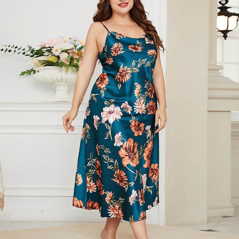 Women Nightgown Summer Nightgown Flower Printed Suspender Nightgown Sexy Summer Sleepwear for Women Comfortable for Home