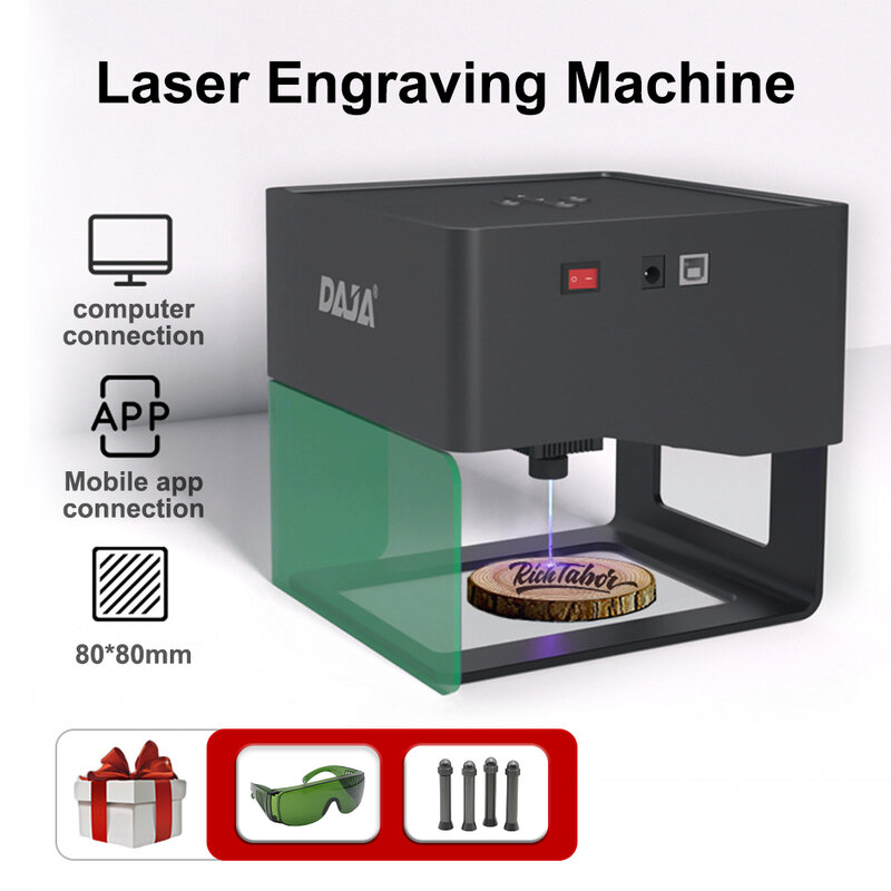 DAJA Laser pengukir DIY DJ6 Laser pengukir CNC Mini portabel 3000mw Mini cepat tanda Logo pencetak pemotong kayu plastik