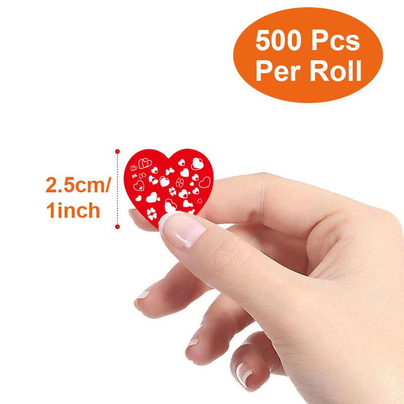 500 шт., яркие наклейки в форме сердца на День святого Валентина