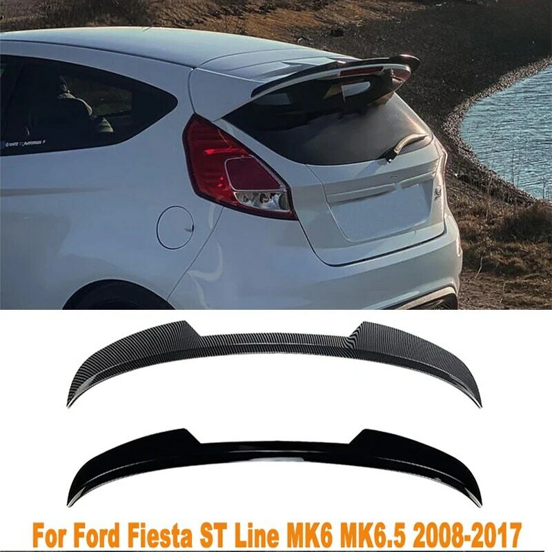Spoiler de vento fixo para Ford Fiesta, asa traseira, acessórios de decoração modificados, Gloss Black, linha ST, MK6, MK6.5, 2008-2017
