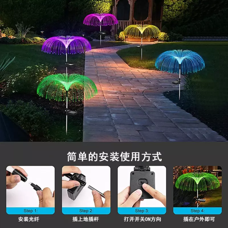 Słoneczne oświetlenie LED meduzy Dekoracja ogrodowa Światło trawnika 7-zmiana koloru Wodoodporny wystrój patio na podwórku Słoneczna lampa kwiatowa