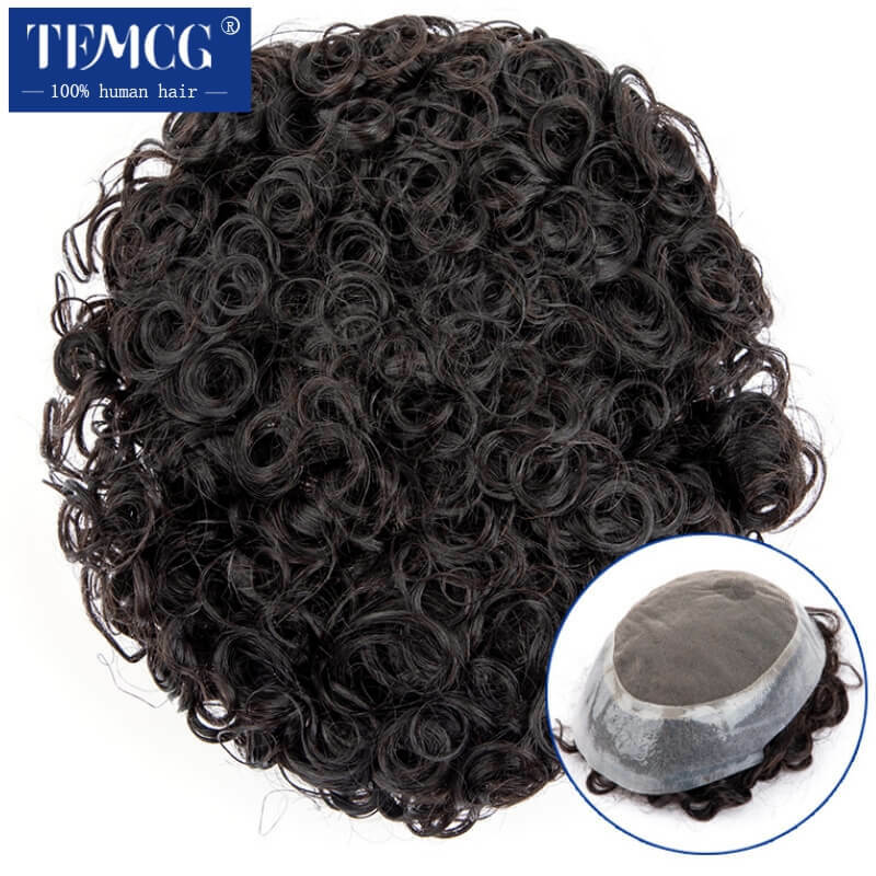 Australia 20mm Curly Hairpiece  Male Hair Prosthesis Men Toupee 100% Natural Human Hair Toupee Male Wig Exhuast Systems Men Wig